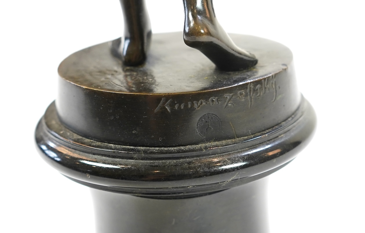 Paul Ludwig Kowlaczewski (Polish, 1865-1920). ‘Nude Young Maiden with water jug’, a patinated bronze figure